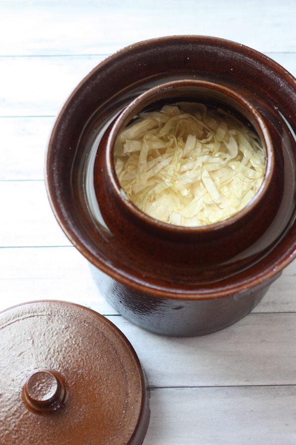 Homemade Sauerkraut (fermented in a ceramic crock) - The Spunky Coconut