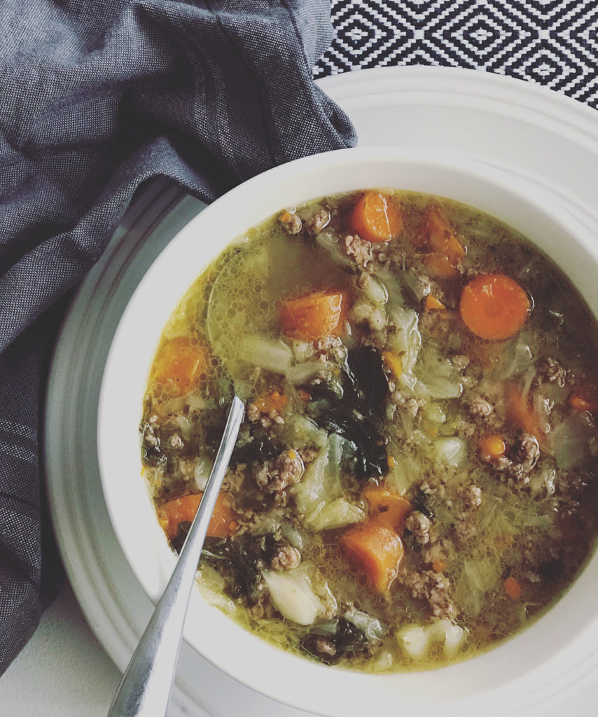 Cabbage, Kale, and Beef Instant Pot Soup